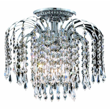 Elegant Furniture Falls 4 Light Chrome Flush Mount Clear Swarovski Elements Crystal